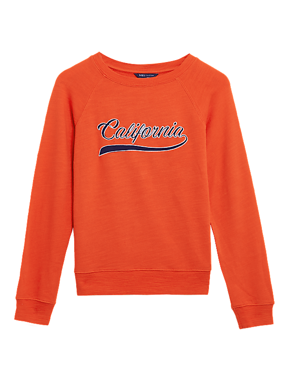 Pure Cotton Slogan Long Sleeve Sweatshirt