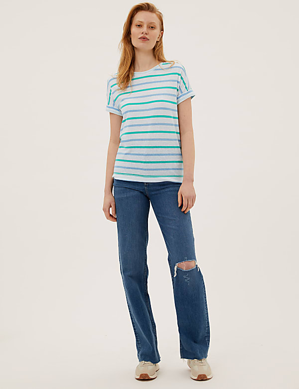 Linen Rich Striped T-Shirt
