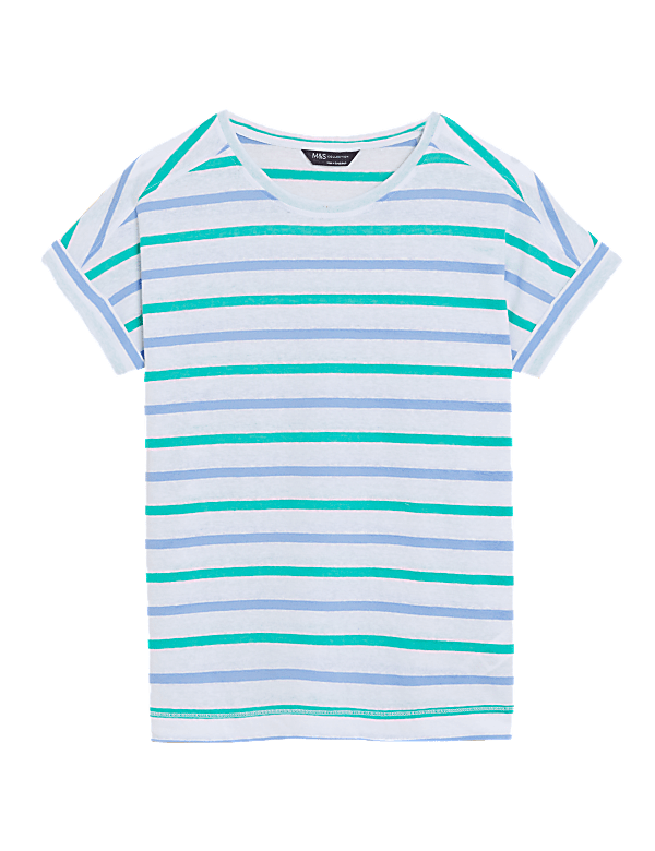 Linen Rich Striped T-Shirt