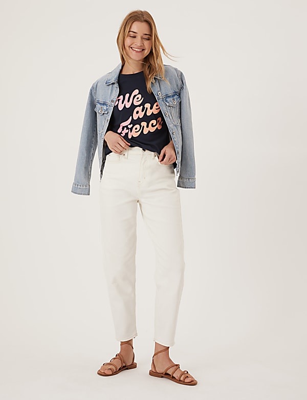 Pure Cotton Women Slogan T-Shirt