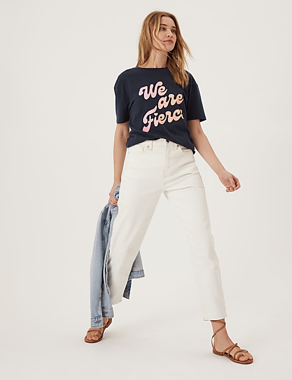 Pure Cotton Women Slogan T-Shirt