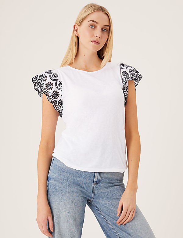 Pure Cotton Embroidered Sleeveless Vest - TW