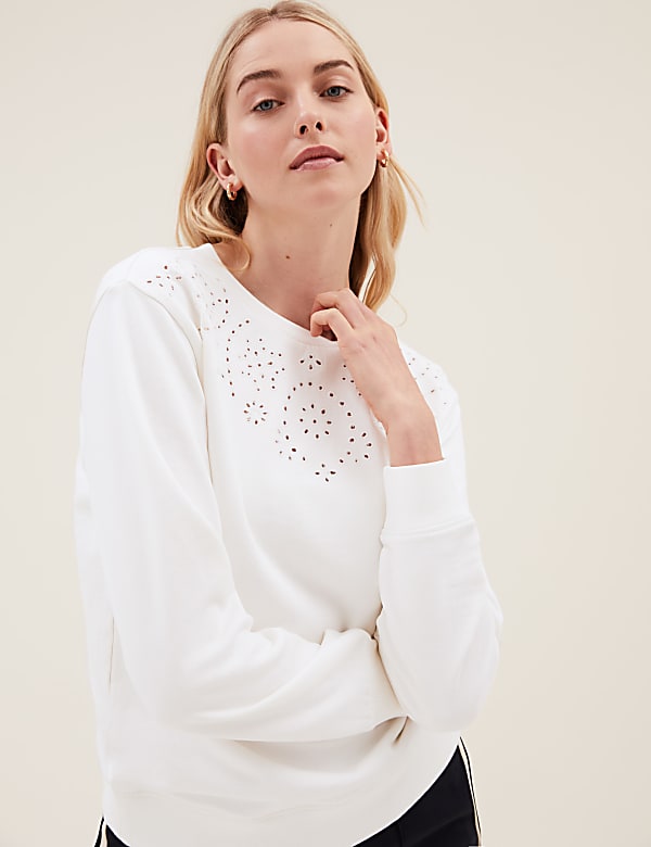 Pure Cotton Embroidered Sweatshirt