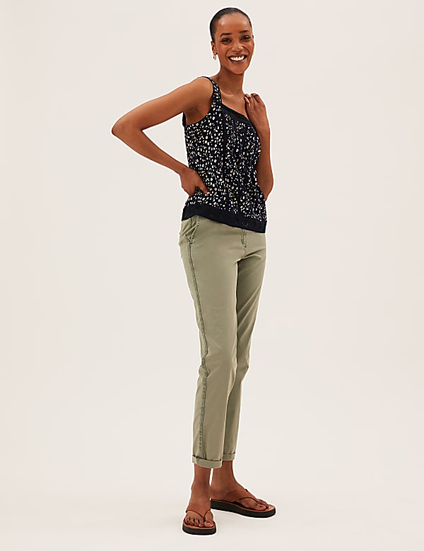 Pure Cotton Floral Square Neck Cami Top