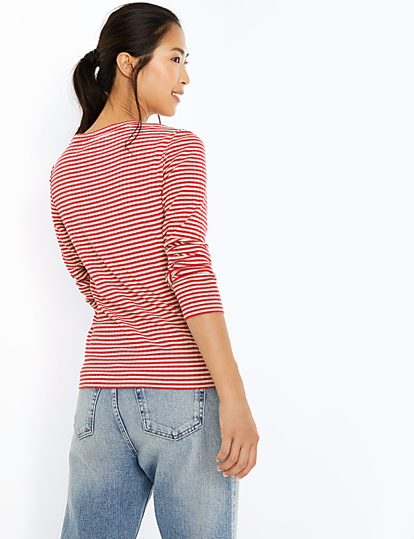 Striped V-Neck Fitted Top
