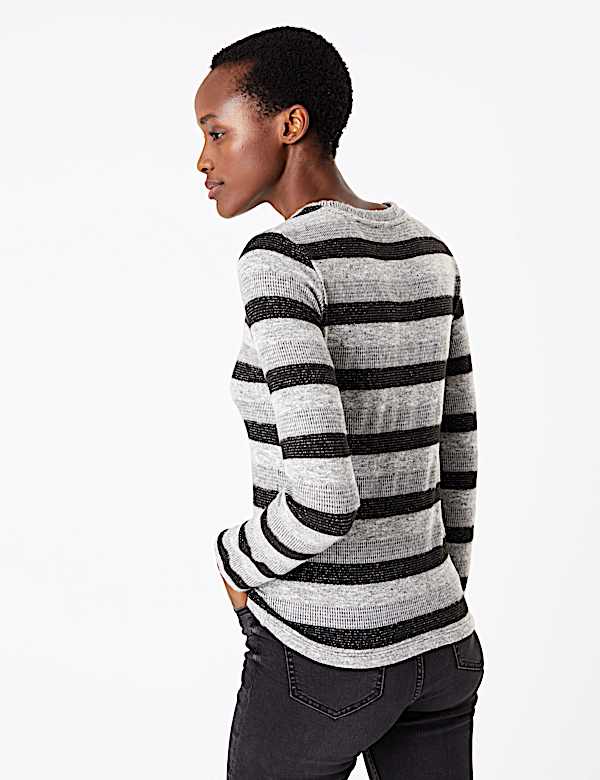 Sparkly Striped Straight Fit Sweatshirt