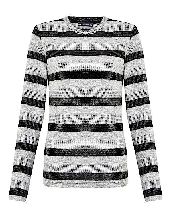 Sparkly Striped Straight Fit Sweatshirt
