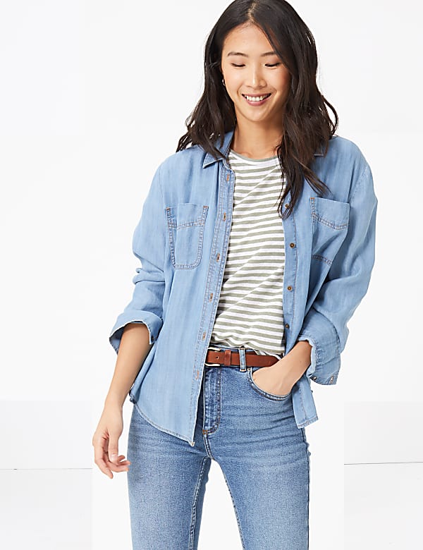 Linen Rich Striped Relaxed T-Shirt