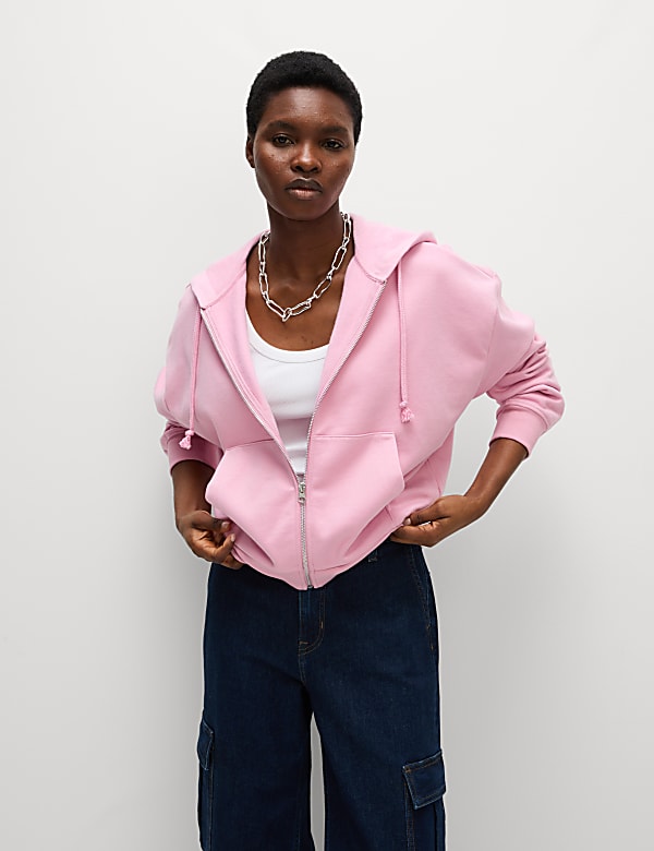 Sudadera con capucha de algod&oacute;n con cremallera - ES