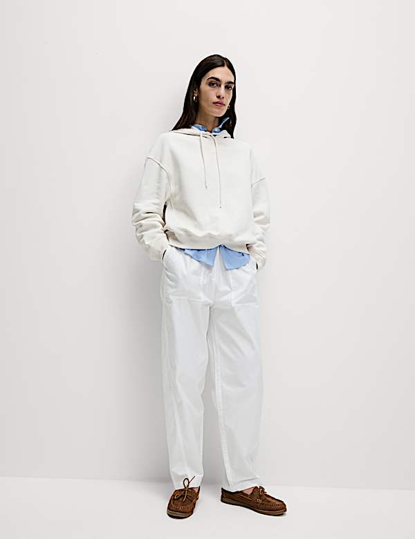 Pure Cotton Ribbed Cropped Hoodie - AL