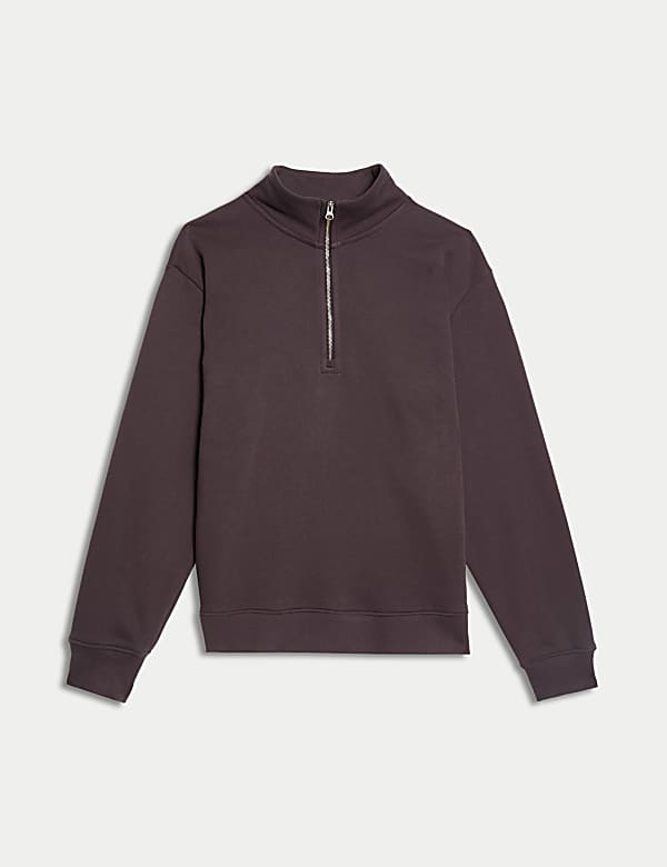 Cotton Rich Half Zip Sweatshirt - TW
