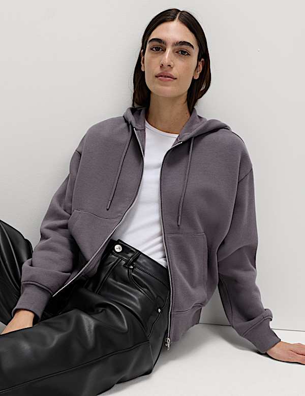 Φούτερ με κουκούλα, φερμουάρ και υψηλή περιεκτικότητα σε βαμβάκι - GR