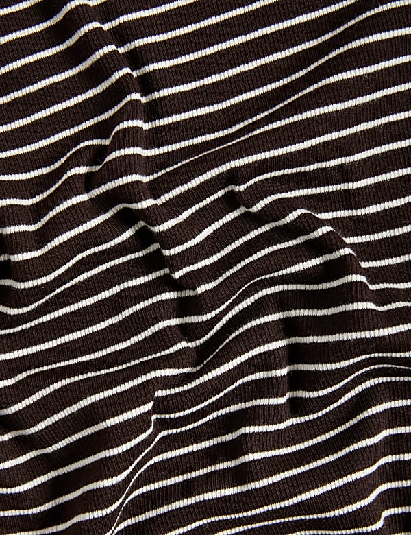 Cotton Rich Striped Funnel Neck Top