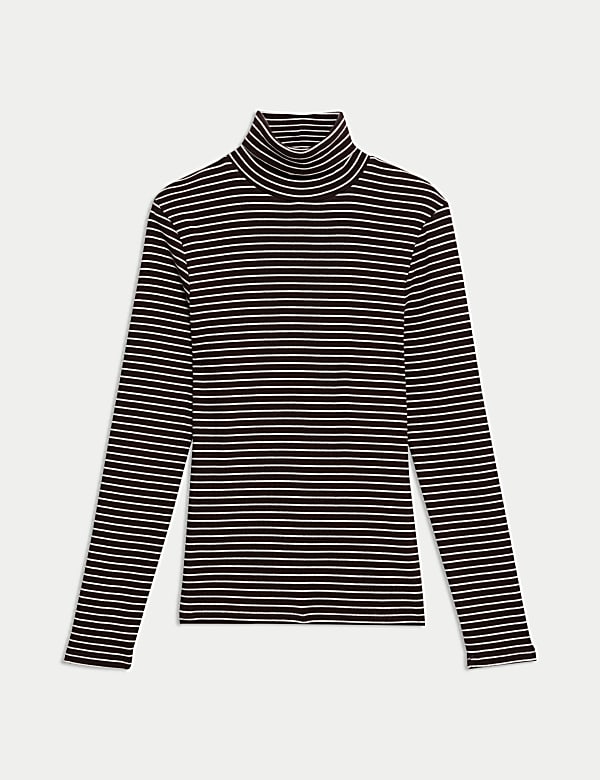 Proužkovan&yacute; top se stoj&aacute;čkem a&nbsp;vysok&yacute;m pod&iacute;lem bavlny - CZ