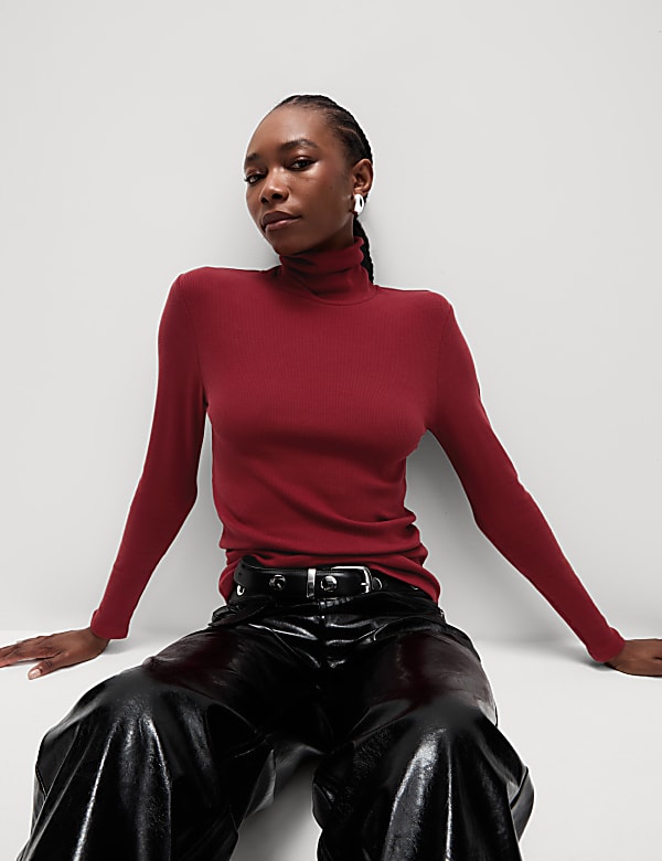 Cotton Rich Ribbed Slim Fit Top