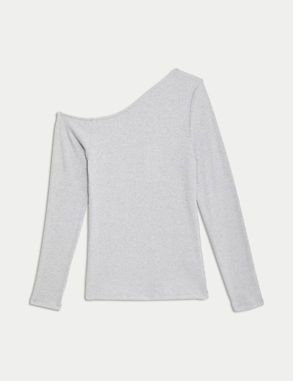 Cotton Rich Sparkly Asymmetric Neck Top - BG