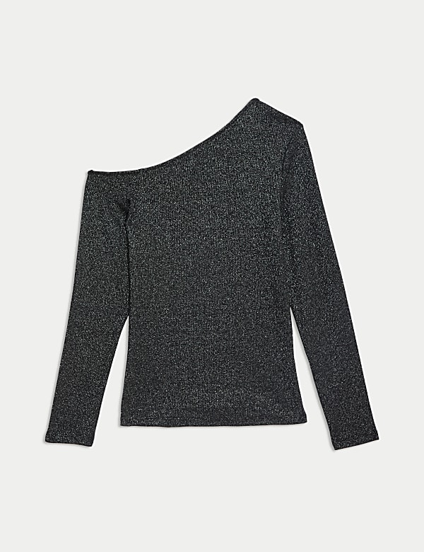 Třpytivý asymetrický top ke krku, s&nbsp;vysokým podílem bavlny - CZ