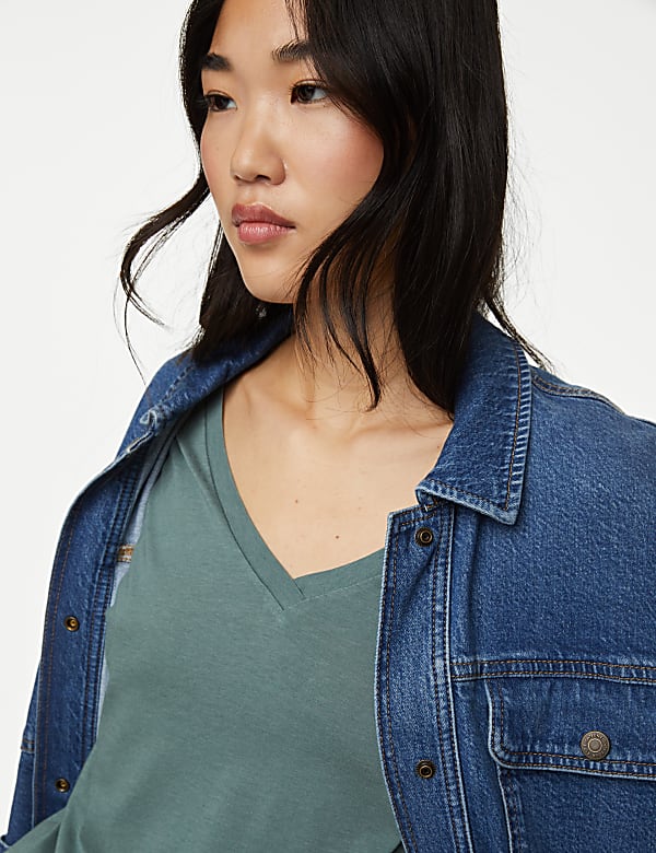 Cotton Rich V-Neck Relaxed Longline T-Shirt