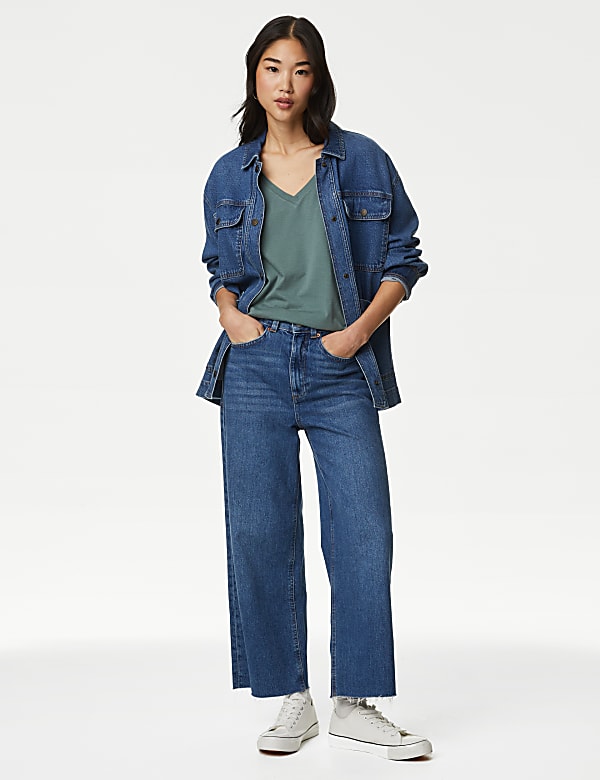 Cotton Rich V-Neck Relaxed Longline T-Shirt