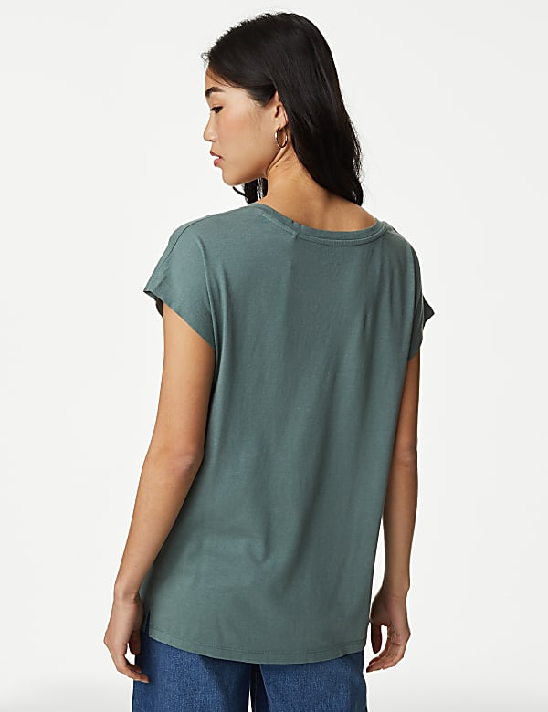 Cotton Rich V-Neck Relaxed Longline T-Shirt