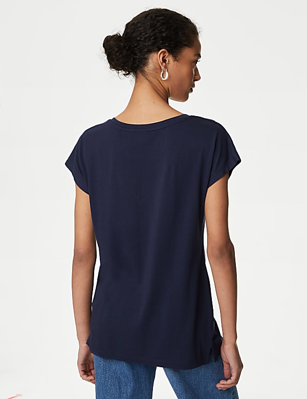 Cotton Rich V-Neck Relaxed Longline T-Shirt