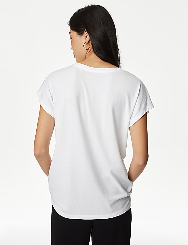 Cotton Rich V-Neck Relaxed Longline T-Shirt - CZ