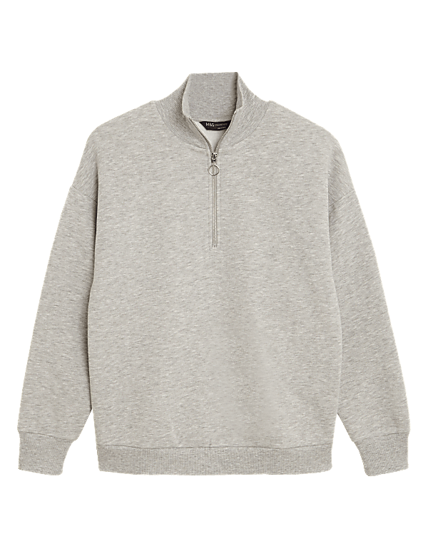 Cotton Rich Funnel Neck Half Zip Sweatshirt