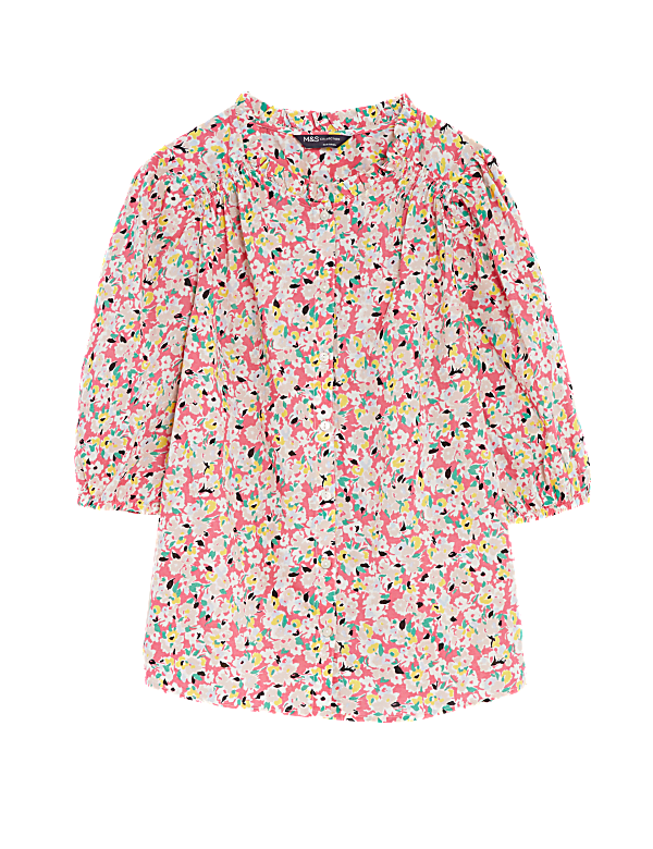 Pure Cotton Floral Puff Sleeve Blouse