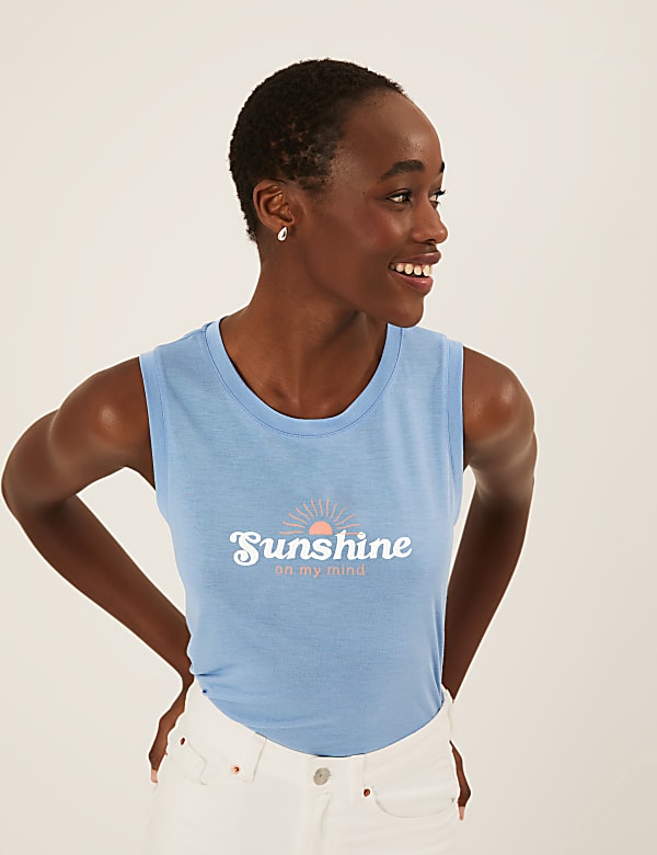 Printed Relaxed Sleeveless Vest Top