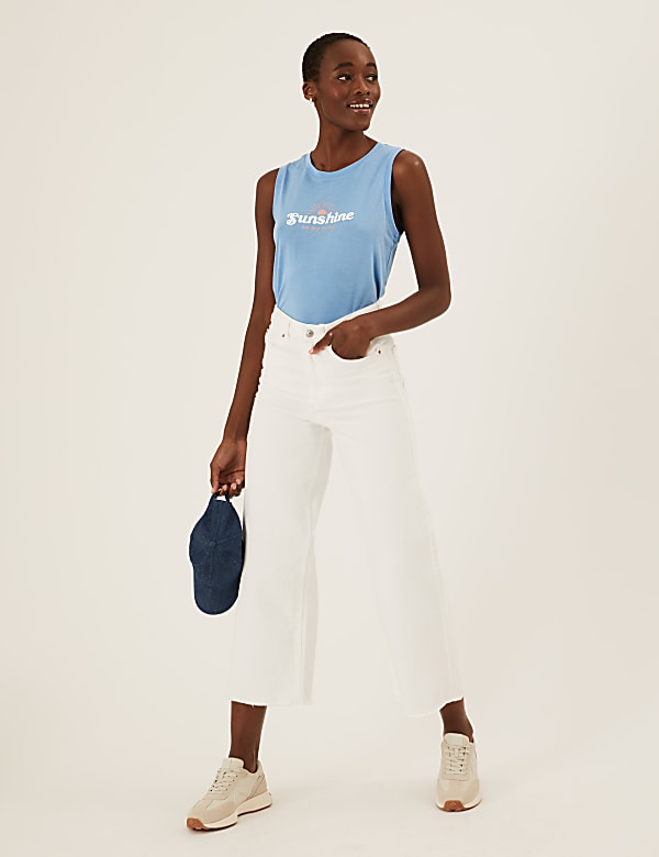 Printed Relaxed Sleeveless Vest Top