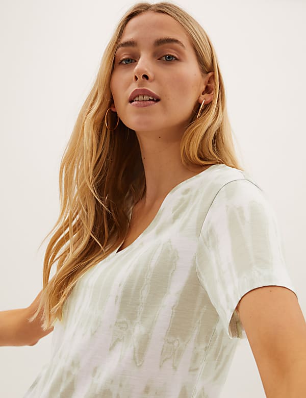 Tie Dye V-Neck Relaxed Longline T-Shirt