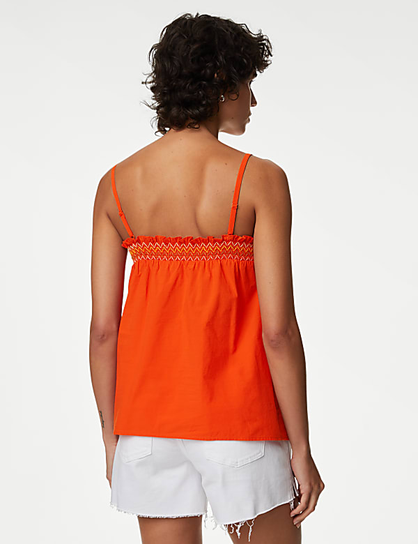 Pure Cotton Smocked Detail Cami Top
