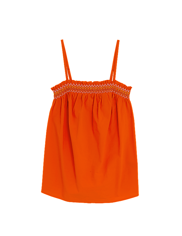 Pure Cotton Smocked Detail Cami Top