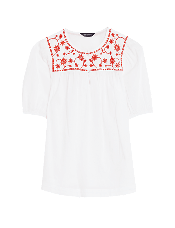 Pure Cotton Embroidered Top