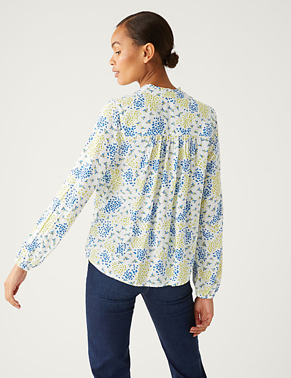 Floral V-Neck Popover Blouse
