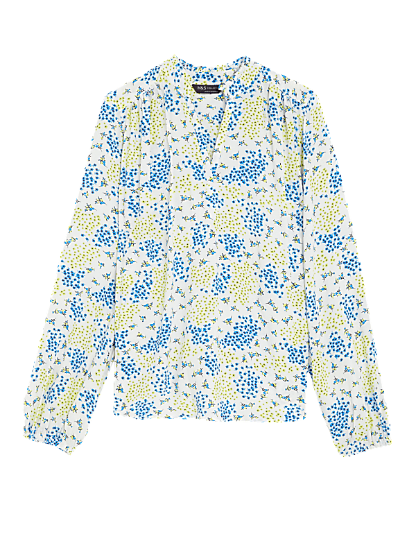 Floral V-Neck Popover Blouse