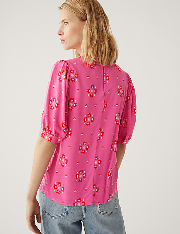 Printed Puff Sleeve Blouse