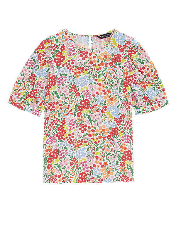 Printed Puff Sleeve Blouse