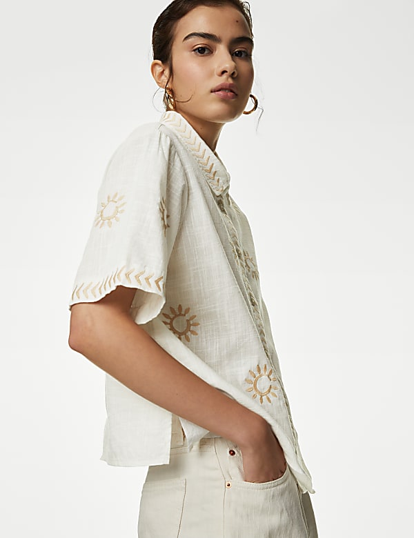 Pure Cotton Embroidered Shirt