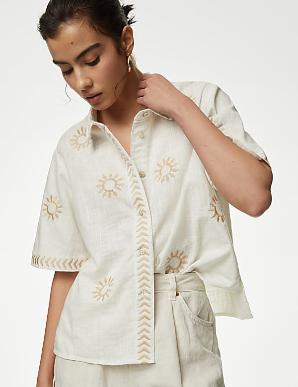 Pure Cotton Embroidered Shirt