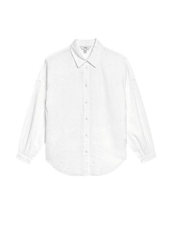 Pure Cotton Broderie Collared Shirt