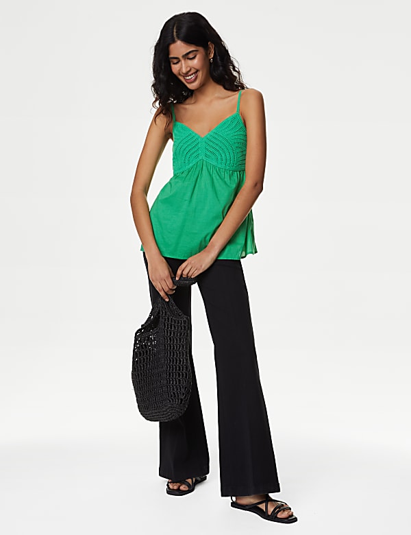 Pure Cotton V-Neck Textured Cami Top