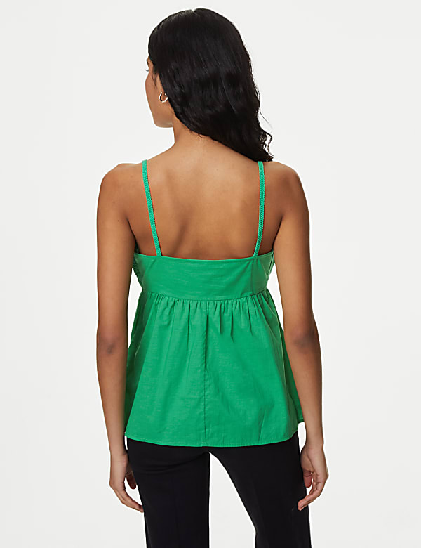 Pure Cotton V-Neck Textured Cami Top