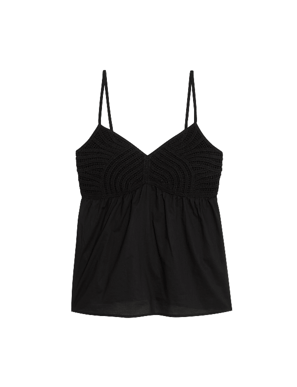 Pure Cotton V-Neck Textured Cami Top