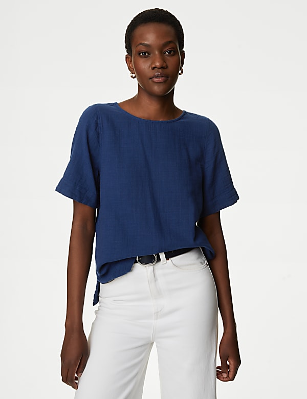Pure Cotton Crew Neck Top
