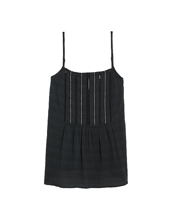 Cotton Blend Embroidered Square Neck Cami Top