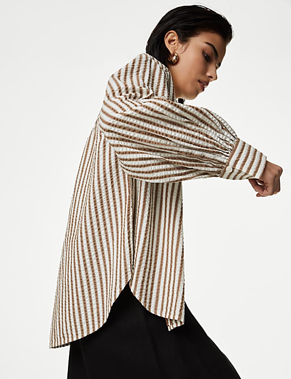 Pure Cotton Striped Collared Shirt
