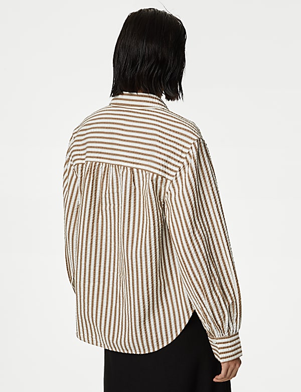 Pure Cotton Striped Collared Shirt