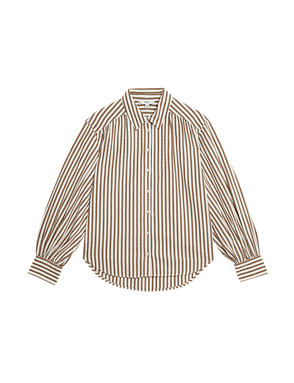 Pure Cotton Striped Collared Shirt