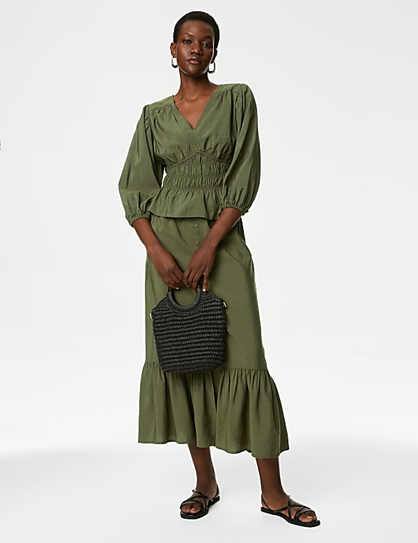 Textured Smock Detail Blouse